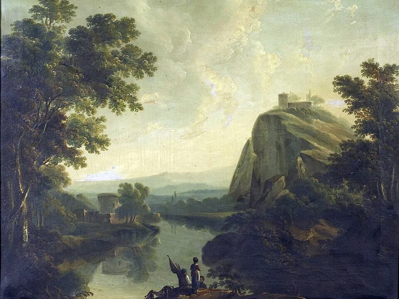 1772-Olivia Serres - Paesaggio classico con figure